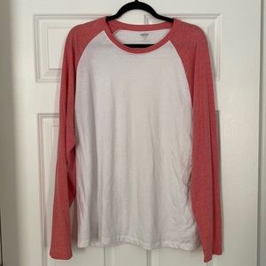White/Salmon Old Navy Long-Sleeve Shirt